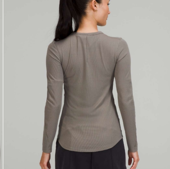 Lululemon Gray Rover Hold On Tight Ribbed Long Sleeve Tee Shirt Size 12 - Picture 6 of 13